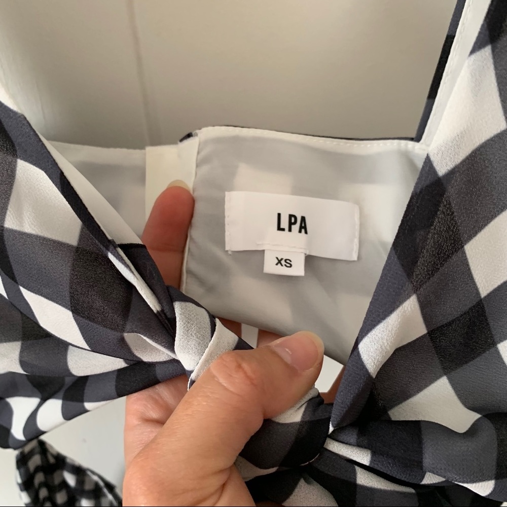 LPA Revolve Tie Front Jumpsuit in Mixed Gingham - Picture 6 of 7